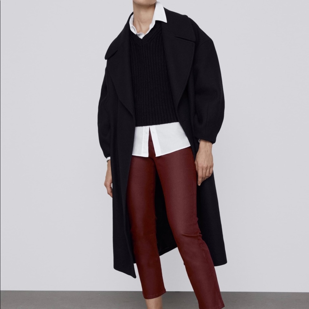 ZARA Burgundy coated pants
